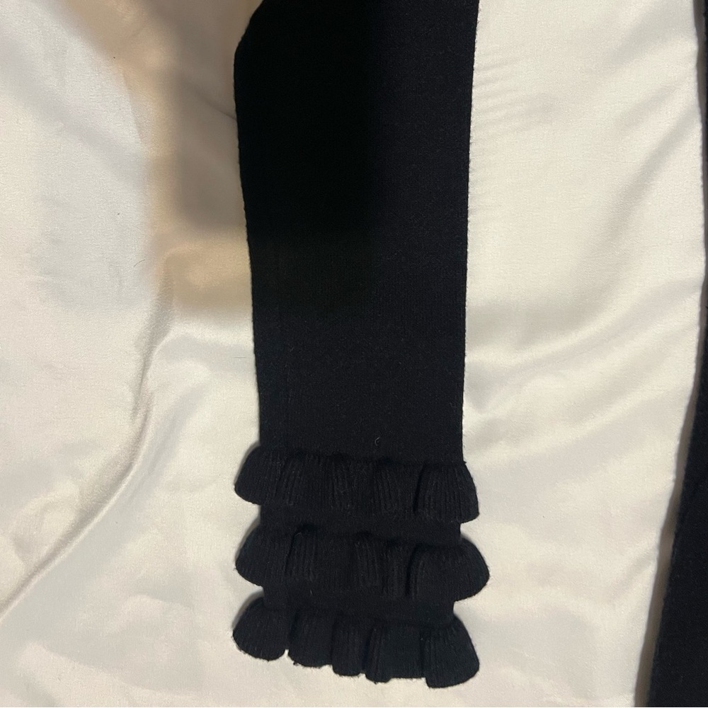 Zara Knit Sweater Dress Black Ruffle Turtleneck High Neck Cozy Size Medium - Picture 4 of 7